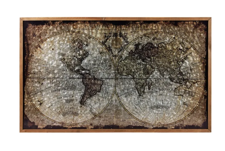 Urban Trends: Metal Rectangle World Map Panel With