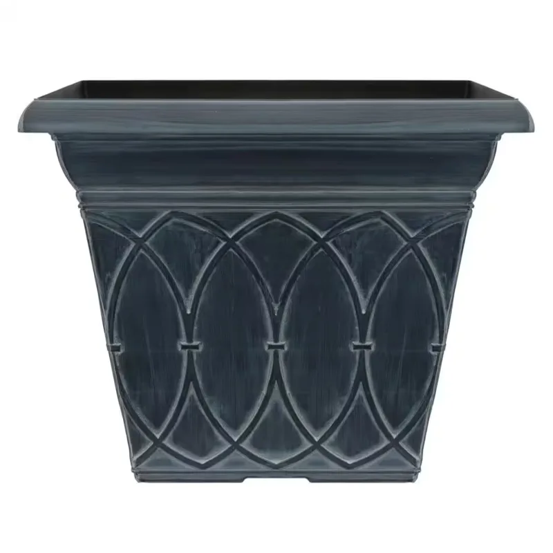 Durham Chalk Wash 14.5in Plastic Square Planters