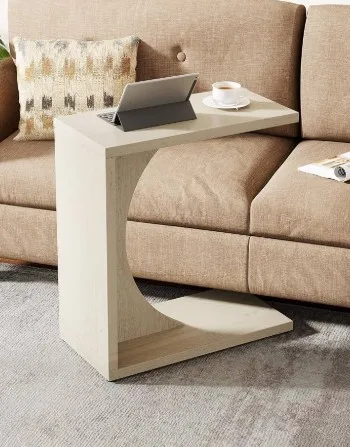 Total Of 2 Kerlin C-shaped Wood End Tables