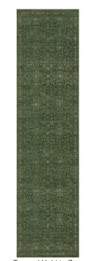 Haiimeid: Manhattan Green Distressed Vintage Floral Washable Runner Rug