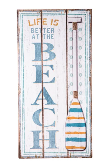 Urban Trends: Wooden Rectangle Sign "life Is Better At The Beach"