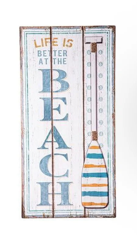 Urban Trends Collection Wood Rectangle Wall Decor "life Is Better At The Beach"