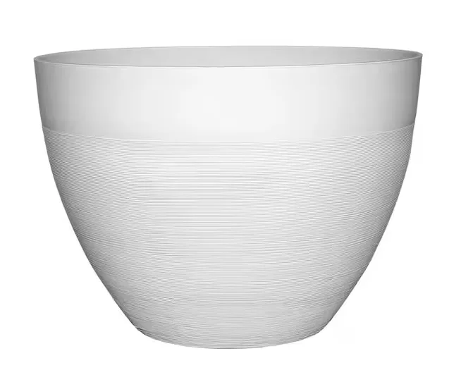 Chg Decatur Large White Resin Lightweight Round Planter