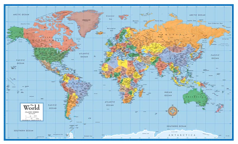 48" X 78" World Map