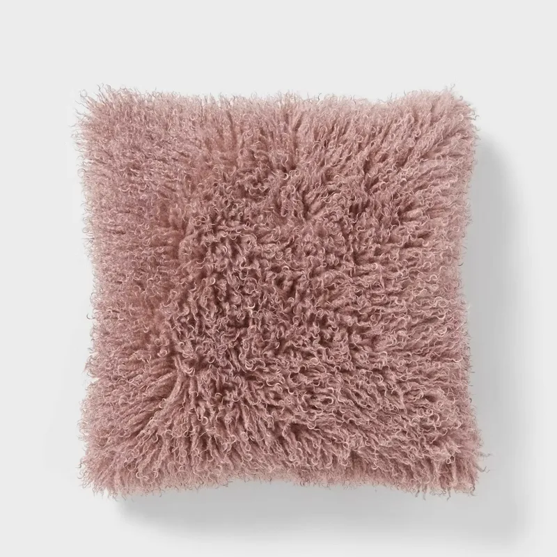 Threshold 24" X 24" Luxe Faux Mongolian Fur Euro Decorative Pillow