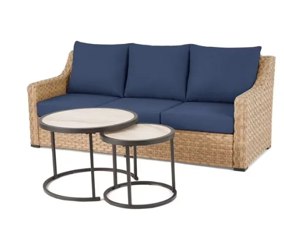 Better Homes And Gardens River Oaks Outdoor Sofa And Nesting Tables With Patio Cover