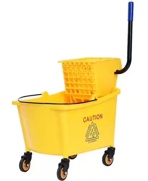 Honey Joy 35 Qt. Yellow Mop Plastic Bucket Cleaning Wringer