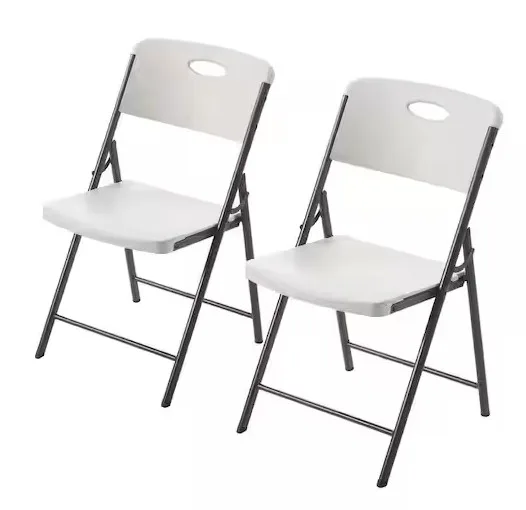 Total Of Two Hdx Metal Frame Resin Seat Indoor/outdoor Folding Chairs