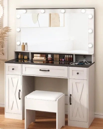 Fameill Makeup Vanity Desk With Lights And Mirror
