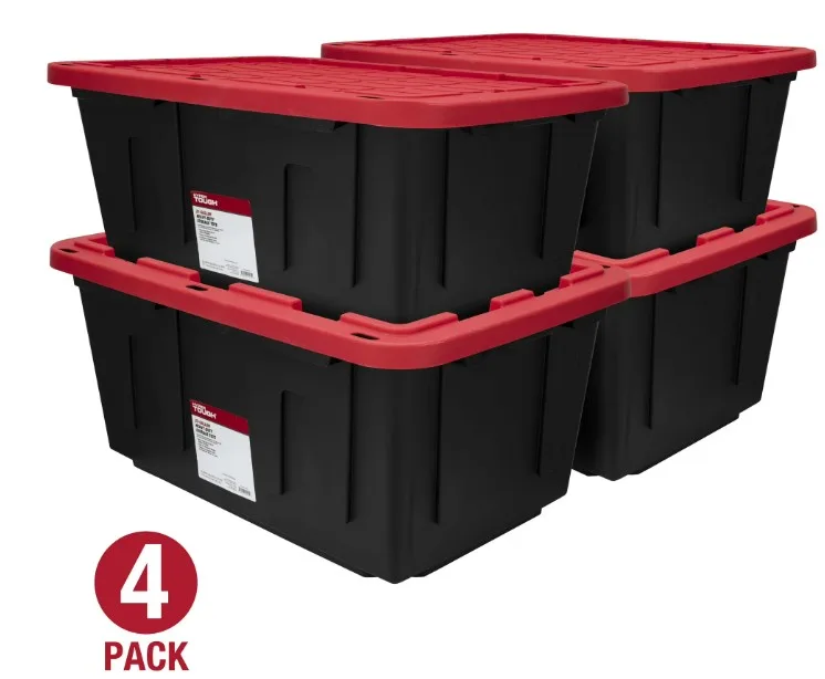Total Of 4 Hyper Tough Storage Bins With Snap On Lids