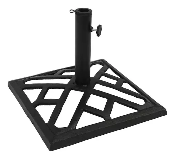 Sunnydaze 17" Square Cast Iron Patio Umbrella Base With Modern Geometric Designs