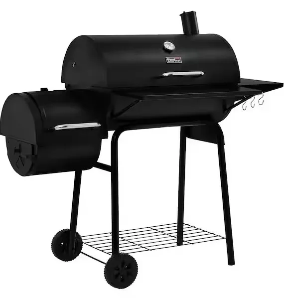 Charcoal Grill With Offset Smoker And Side Table
