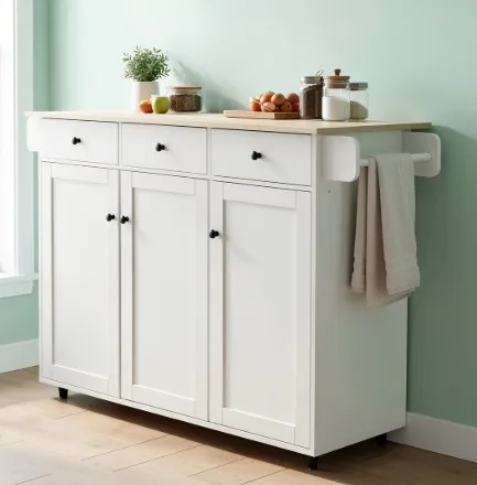 Homycasa Hugh Modern Rolling Kitchen Island Cart With Drop Leaf Table Top