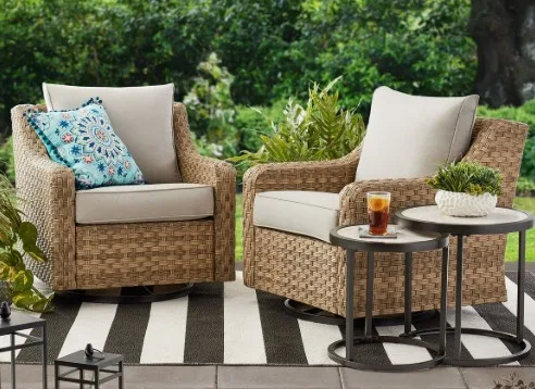 Total Of 2 Better Homes And Gardens River Oaks Outdoor Swivel Gliders With Patio Covers