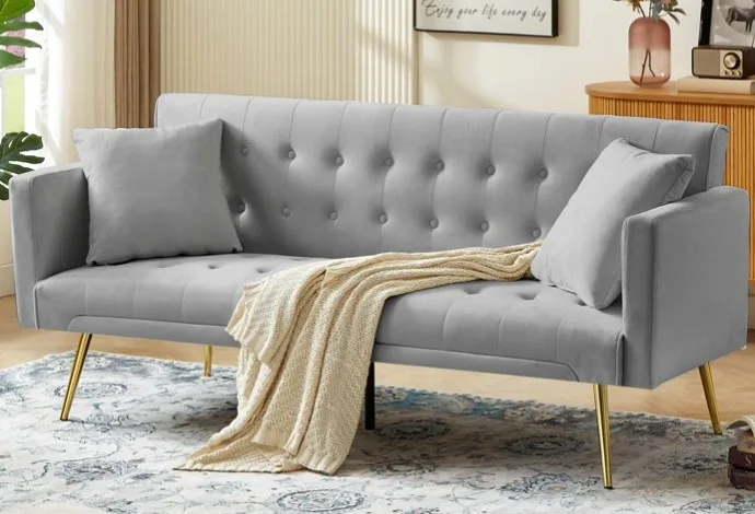 Leumius Velvet Futon Sofa Bed
