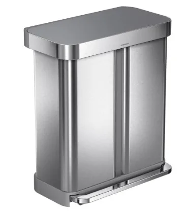 Simplehuman 58l Dual Compartment Step Can With Plastic Lid