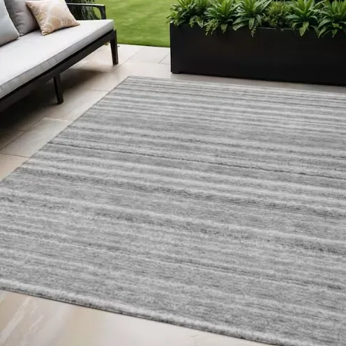 Homeroots Woven Striped Polyester Rectangle Area Rug
