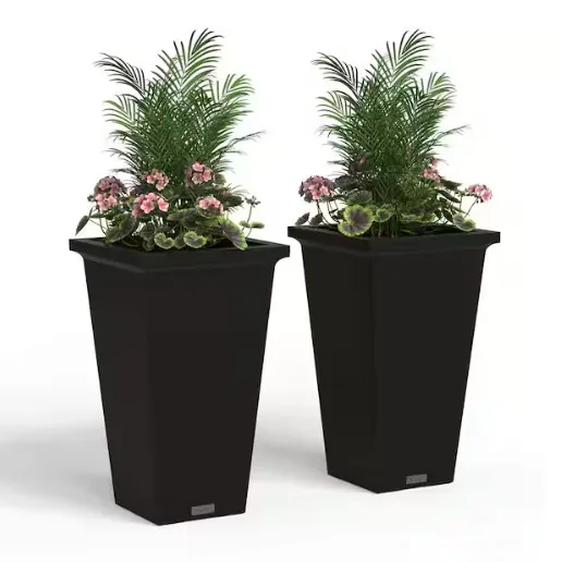 Mayne Evolve 24 Gallon Tall Black Outdoor Plastic Square Planters