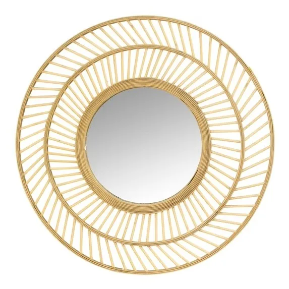 Homeroots Boho Casual Woven Wicker Wall Mirror