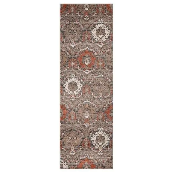 Palace Designs 8' Floral Stain Resistan Runner Rug