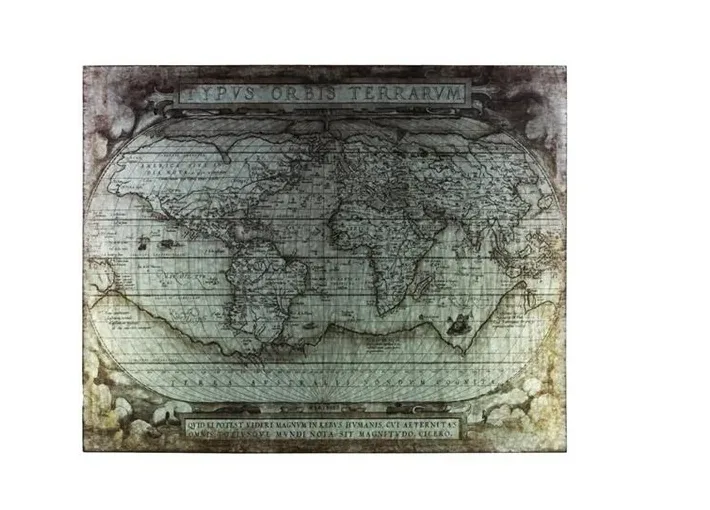 Urban Trends: Metal Etched Painting Of Typovs Orbis Terrarvm Map