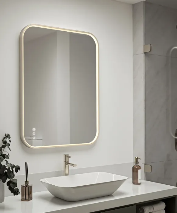 Artika: Brushed Nickel Royce Led Wall Mirror With Integrated Leds With Selectable White Technology