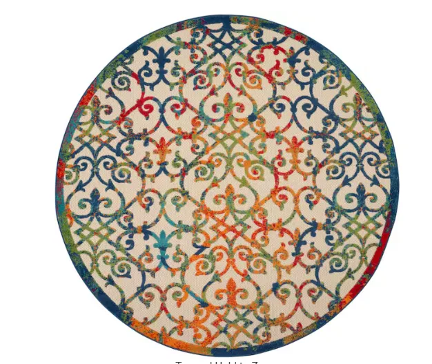 Nourison: Aloha Easy-care Multicolor Round Moroccan Modern Indoor/outdoor Patio Area Rug