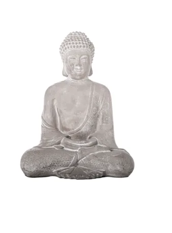 Urban Trends: Cement Meditating Buddha Figurine Washed Concrete Finish