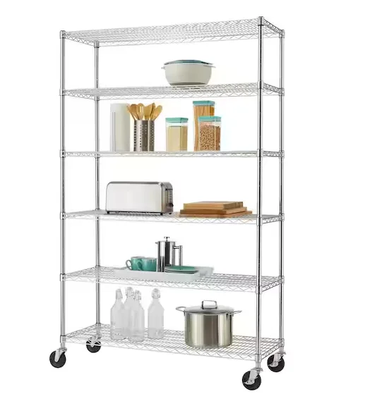 Trinity: Ecostorage Chrome 6-tier Rolling Steel Wire Shelving Unit
