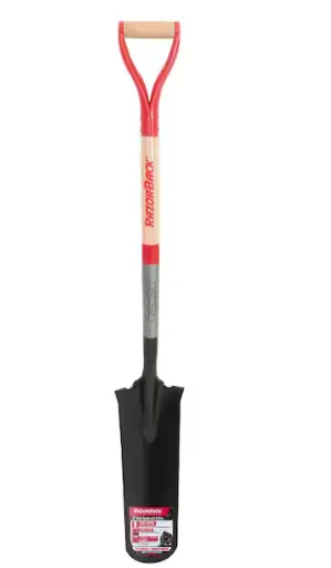 Razor-back: 23.5” Wood D-handle Steel Blade Drain Spade