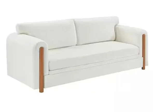 Qualler Chenille Upholstered Sofa With Unique Sculptural Armrest
