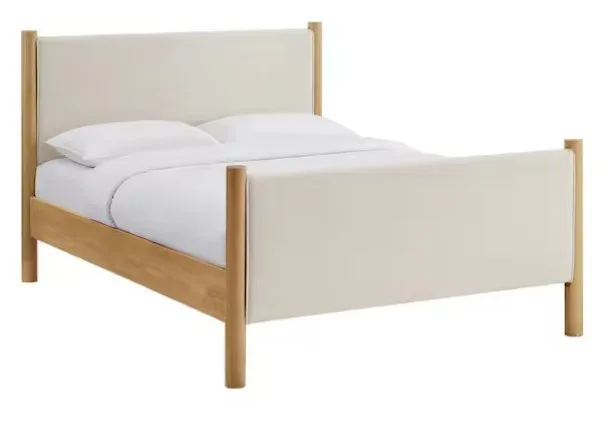 Modway Maven Wood Frame Queen Platform Bed With Upholstered Fabric Headboard And Footboard
