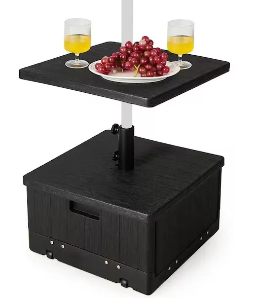 Name Brand 175 Lbs. Fillable Patio Umbrella Base With Table Tray Wheeled 3-in-1 Stand Outdoor