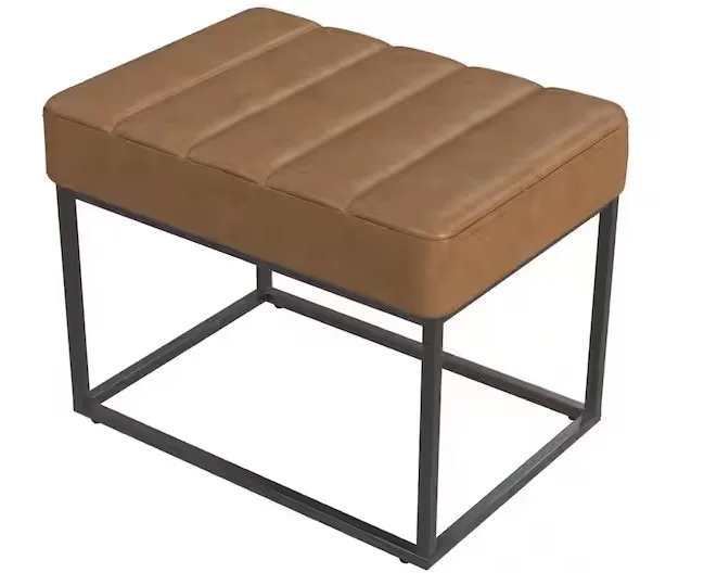 Homepop Carmel Faux Leather Theodore Small Ottoman