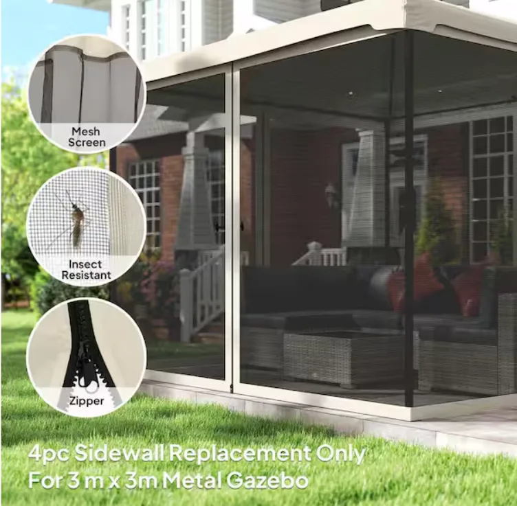 Outsunny 4pc Replacement Mesh Mosquito Netting Screen Walls