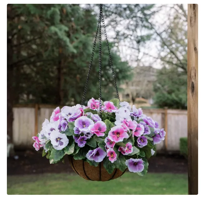 Cgh Faux Uv Resistant Pansy Hanging Basket