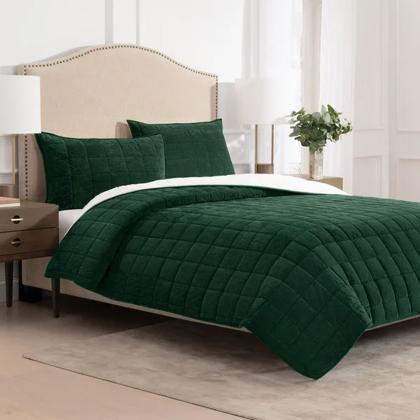 Charisma 3 Piece Corduroy And Sherpa Fleece Quilt Set