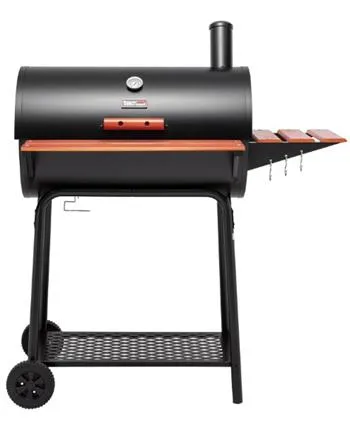 Royal Gourmet 30" Barrel Charcoal Grill With Wood Painted Side Table And Front Table