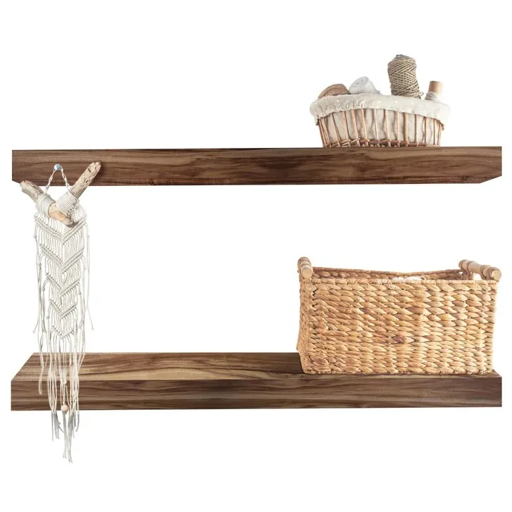 Vision Home Acacia Floating Wood Shelves