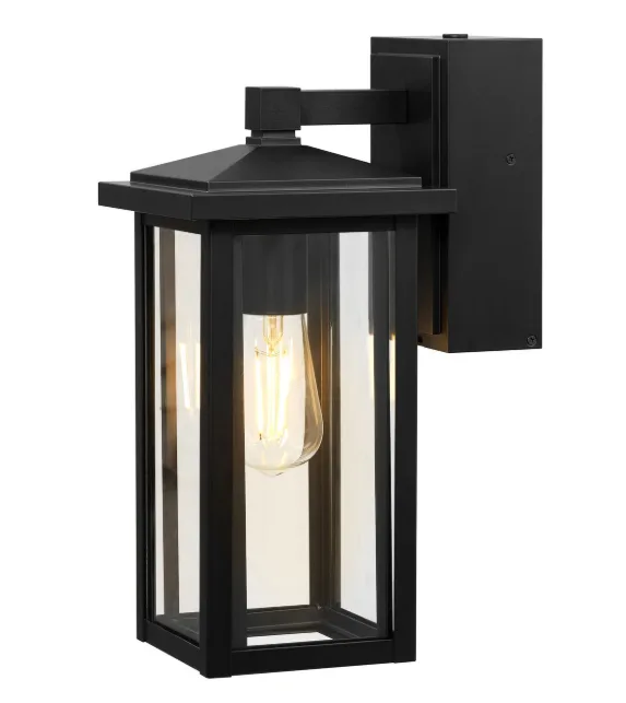 Globe Electric: 14" Matte Black Outdoor Wall Light With Gfci Outlet